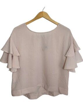 buffalo baby pink chiffon ruffle top